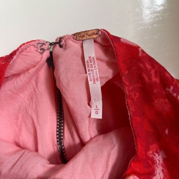 Free People Dress Altura Babydoll Minidress Floral Pink Red Size Large - Picture 14 of 16